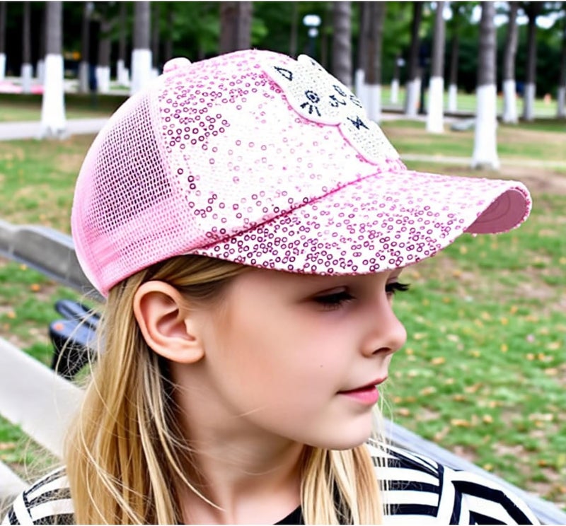 Dot Kids Cat Ear Baseball Cap Girls Cute Kitty Adjustable Snapback Trucker Hat for Summer Sport Travel Hiking 2-15Y - Image 5
